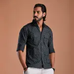 Men's Pine Green Hunting Style Cotton Printed Shirt | Outdoor Comfort & Style